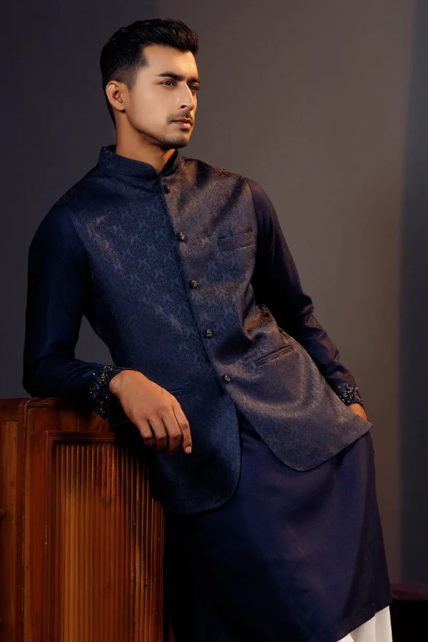 Self Embroidered Ceremonial Waist Coat